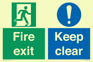 Fire exit Keep clear dual sign